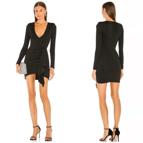 SUPERDOWN Martyna Deep V Dress In Black - Picture 1 of 7
